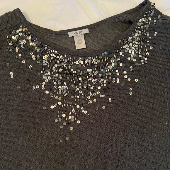 CACHE Dolman sleeve sequence accented sweater - medium - Picture 2 of 6